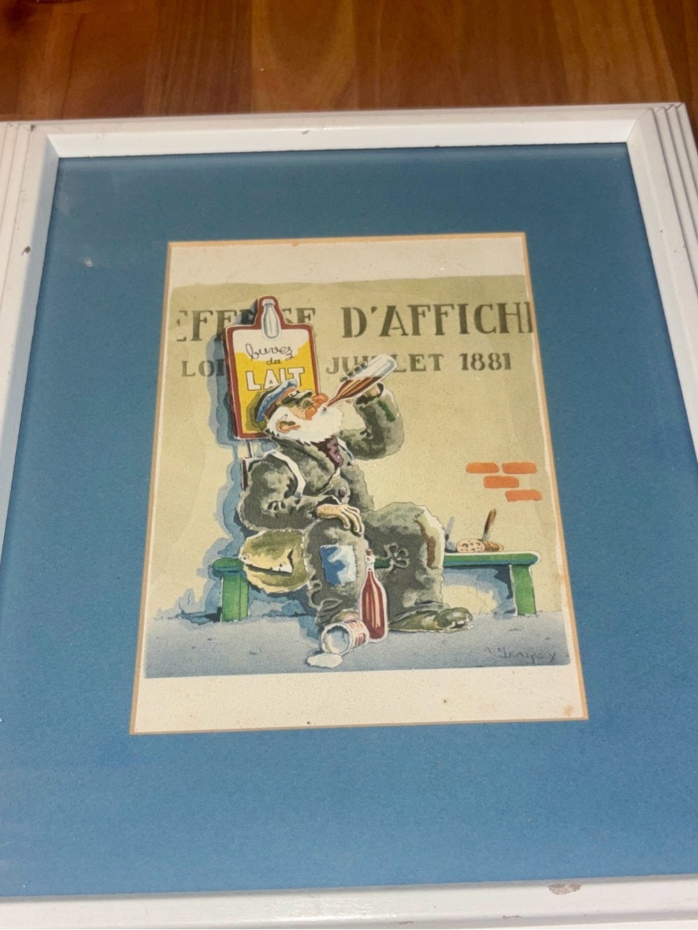 Andre Marie D'Arcy Vintage Tramps of Paris Print Buvez du Lait Clochards Hobo